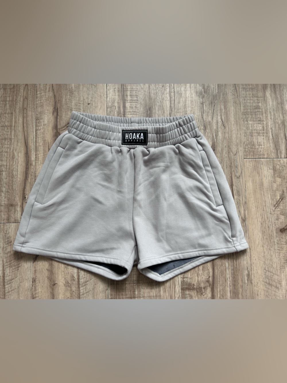 Hoaka Gray Cozy organic cotton velour lined zippered pockets Shorts gym fitness